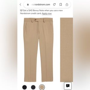 Solid Wool Blend Flat Front Trousers